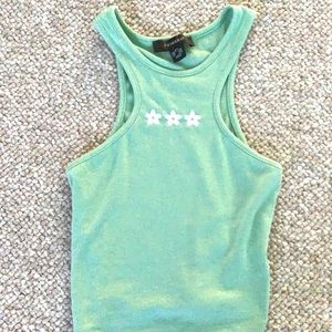 Green cute flower tank top
